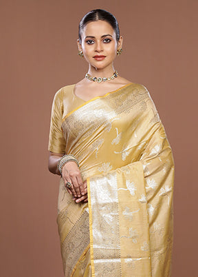 Cream Dupion Silk Saree With Blouse Piece