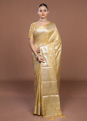 Cream Dupion Silk Saree With Blouse Piece