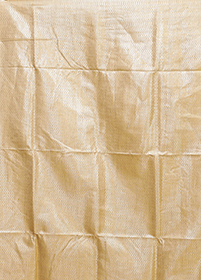 Cream Dupion Silk Saree With Blouse Piece
