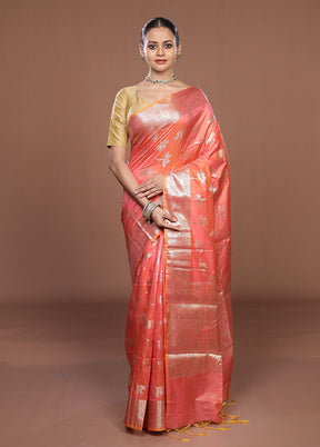 Pink Dupion Silk Saree With Blouse Piece