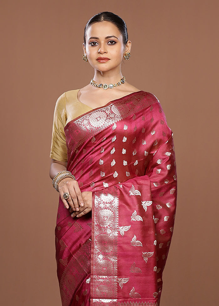 Purple Dupion Silk Saree With Blouse Piece