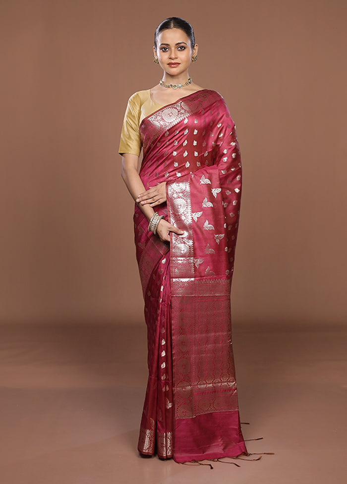 Purple Dupion Silk Saree With Blouse Piece