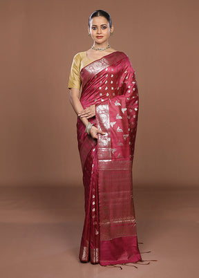 Purple Dupion Silk Saree With Blouse Piece