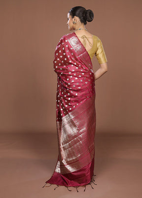 Purple Dupion Silk Saree With Blouse Piece