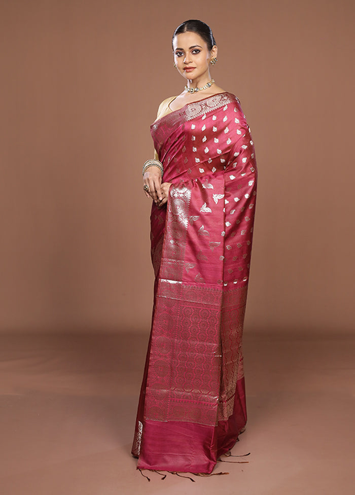 Purple Dupion Silk Saree With Blouse Piece