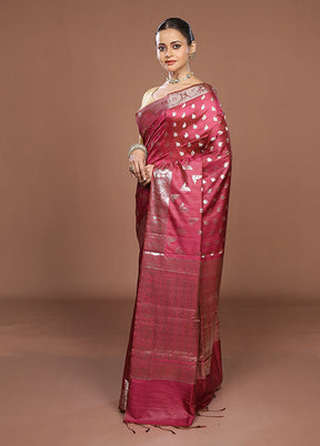 Purple Dupion Silk Saree With Blouse Piece