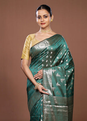 Green Dupion Silk Saree With Blouse Piece