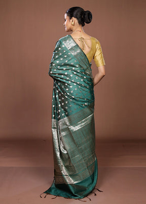 Green Dupion Silk Saree With Blouse Piece