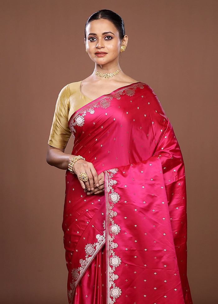 Pink Katan Silk Saree With Blouse Piece