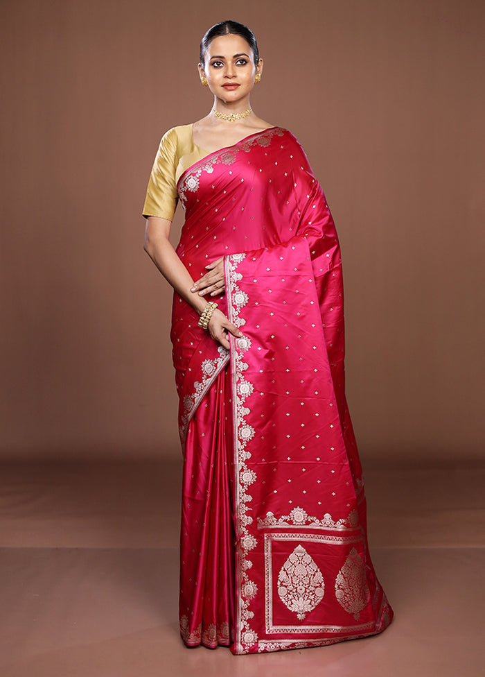 Pink Katan Silk Saree With Blouse Piece