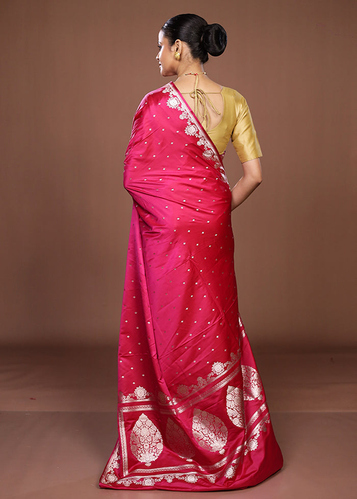 Pink Katan Silk Saree With Blouse Piece