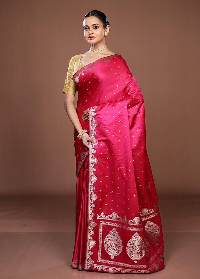 Pink Katan Silk Saree With Blouse Piece