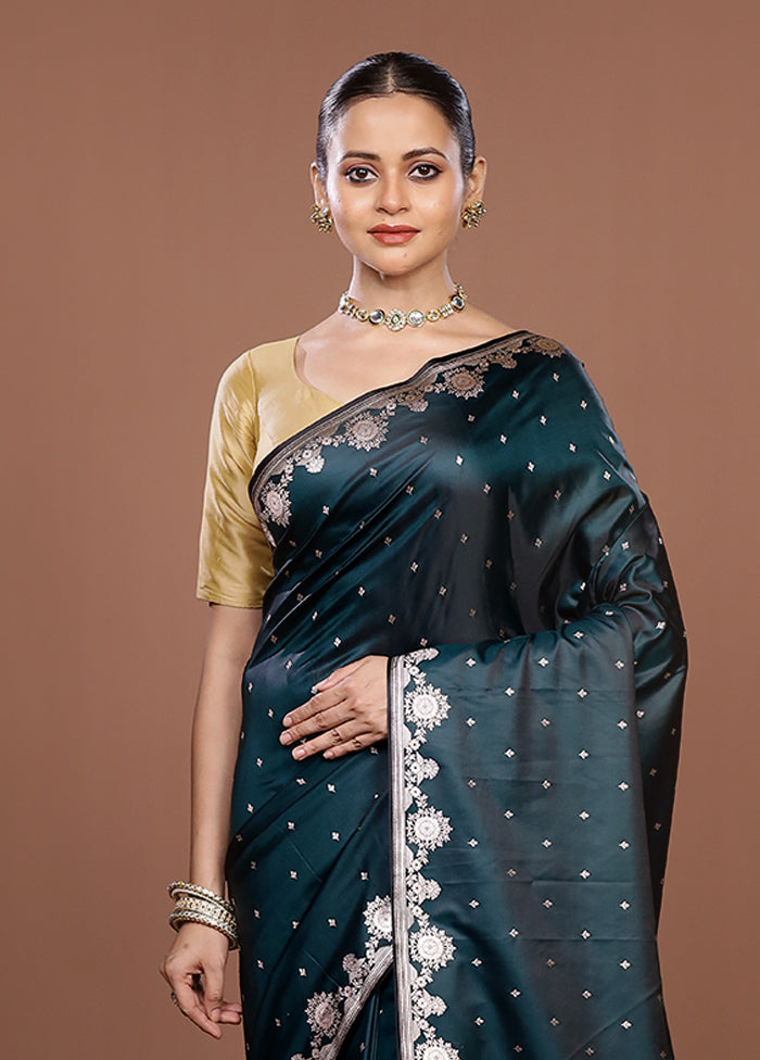 Green Katan Silk Saree With Blouse Piece