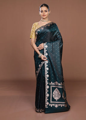 Green Katan Silk Saree With Blouse Piece