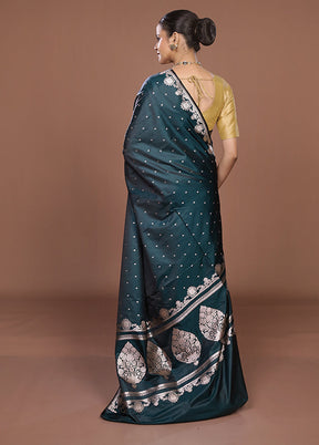 Green Katan Silk Saree With Blouse Piece