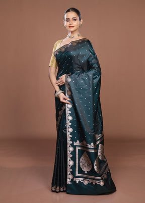 Green Katan Silk Saree With Blouse Piece
