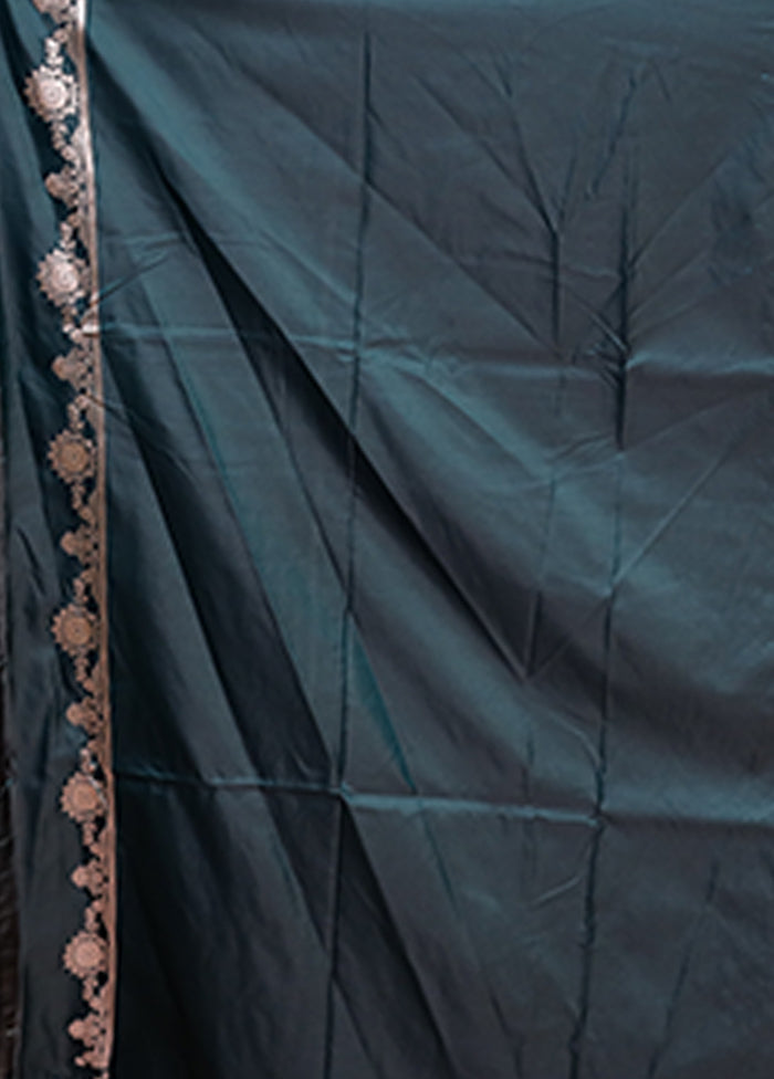 Green Katan Silk Saree With Blouse Piece