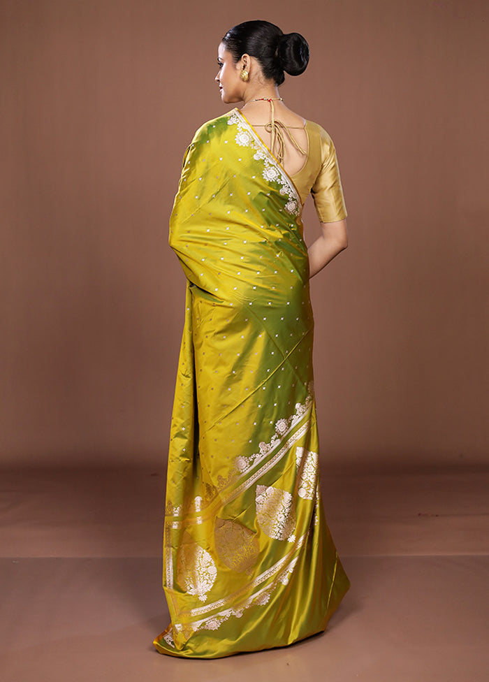 Yellow Katan Silk Saree With Blouse Piece