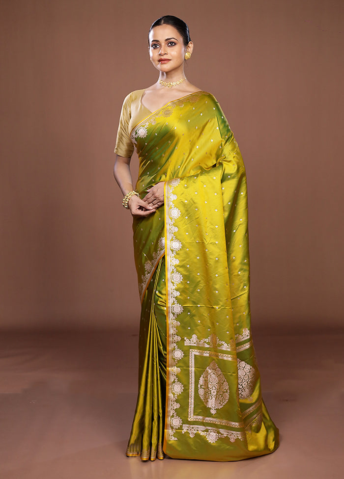 Yellow Katan Silk Saree With Blouse Piece