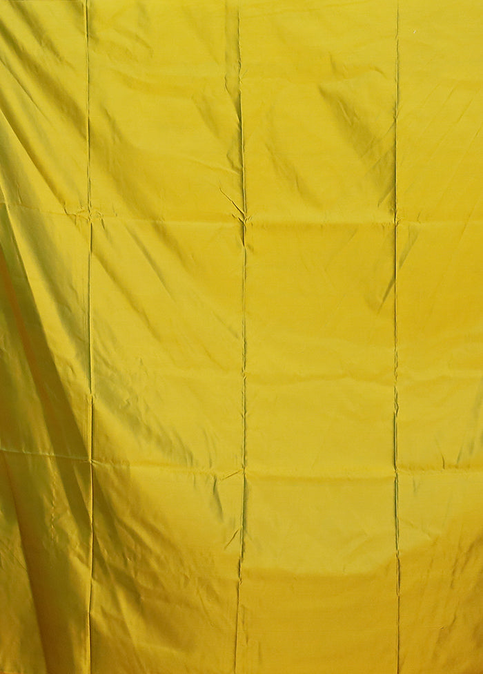 Yellow Katan Silk Saree With Blouse Piece