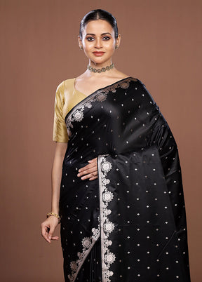 Black Katan Silk Saree With Blouse Piece