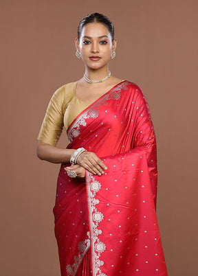 Pink Katan Silk Saree With Blouse Piece
