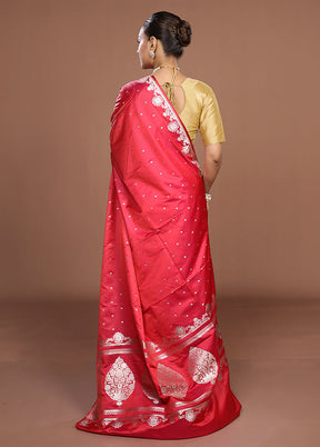 Pink Katan Silk Saree With Blouse Piece