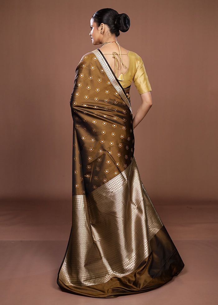 Green Katan Silk Saree With Blouse Piece