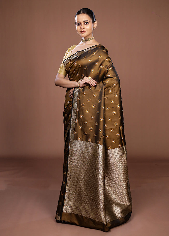 Green Katan Silk Saree With Blouse Piece
