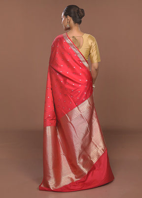 Pink Katan Silk Saree With Blouse Piece