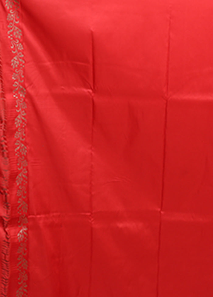 Red Katan Silk Saree With Blouse Piece