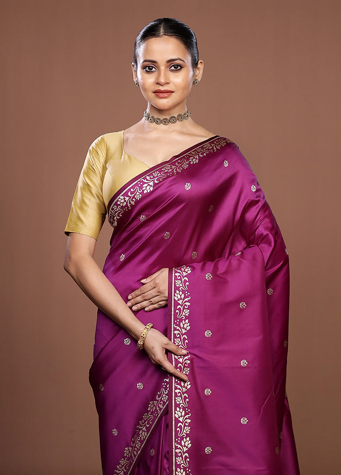 Purple Katan Silk Saree With Blouse Piece
