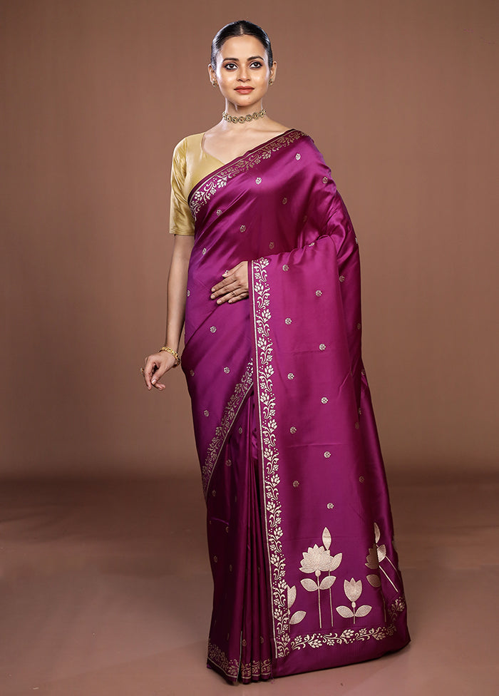 Purple Katan Silk Saree With Blouse Piece