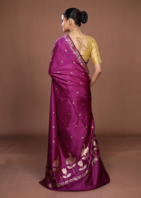 Purple Katan Silk Saree With Blouse Piece