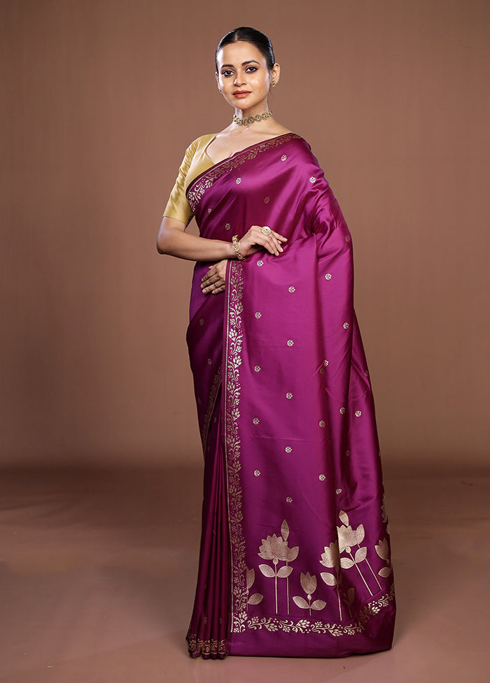 Purple Katan Silk Saree With Blouse Piece