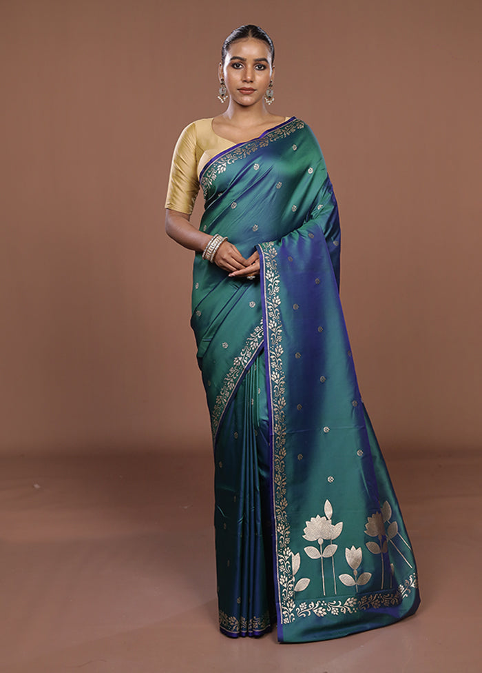 Green Katan Silk Saree With Blouse Piece