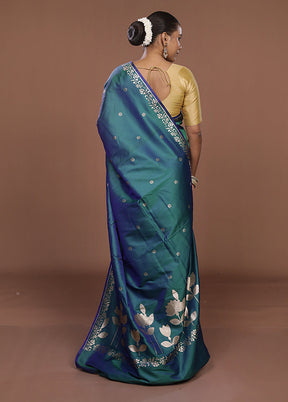 Green Katan Silk Saree With Blouse Piece
