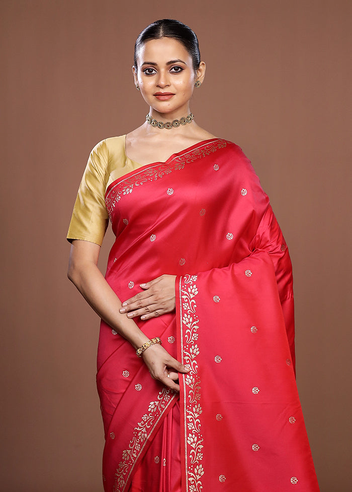 Pink Katan Silk Saree With Blouse Piece