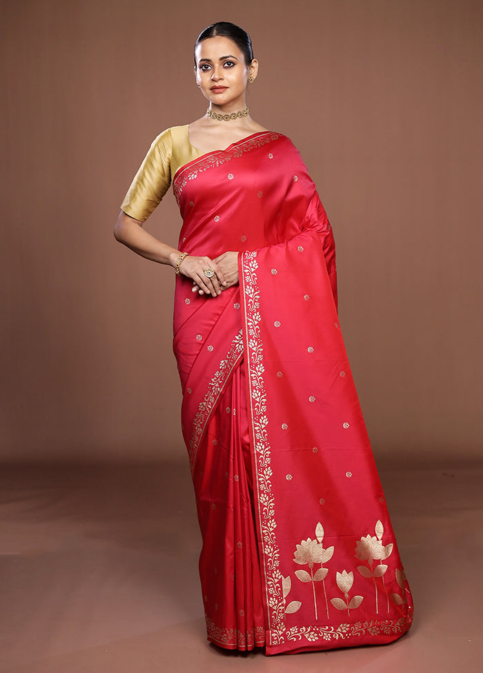 Pink Katan Silk Saree With Blouse Piece