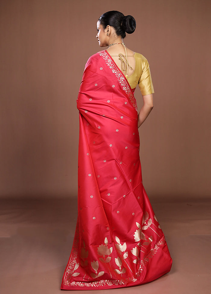 Pink Katan Silk Saree With Blouse Piece
