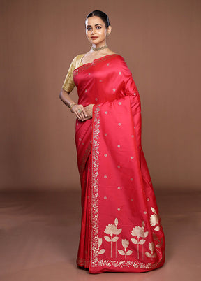 Pink Katan Silk Saree With Blouse Piece