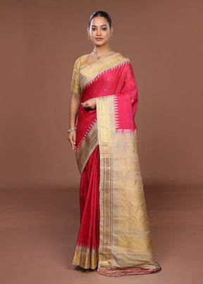 Pink Gadwal Pure Silk Saree Without Blouse Piece