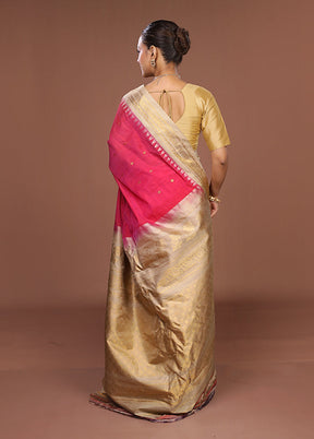 Pink Gadwal Pure Silk Saree Without Blouse Piece