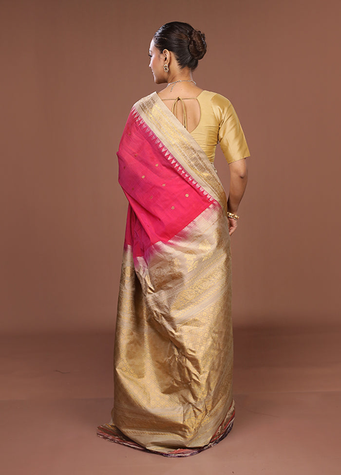 Pink Gadwal Pure Silk Saree Without Blouse Piece
