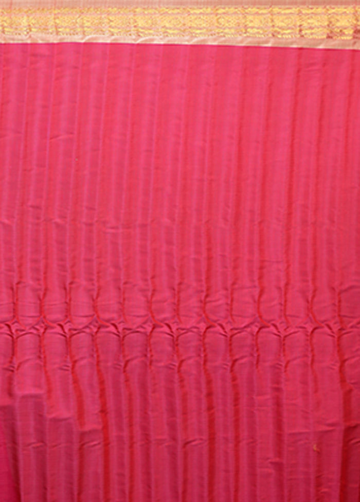 Pink Gadwal Pure Silk Saree Without Blouse Piece
