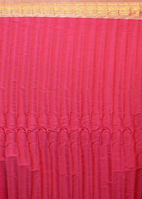 Pink Gadwal Pure Silk Saree Without Blouse Piece