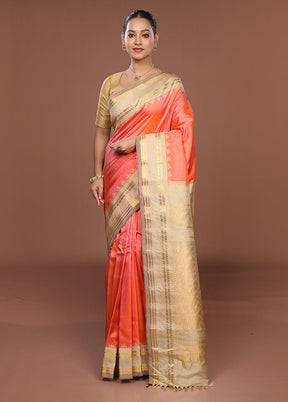 Pink Gadwal Pure Silk Saree Without Blouse Piece