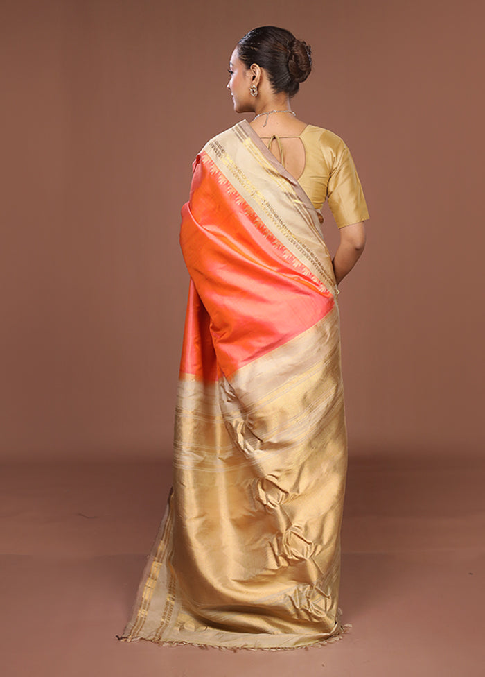 Pink Gadwal Pure Silk Saree Without Blouse Piece