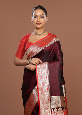 Purple Banarasi Silk Saree With Blouse Piece