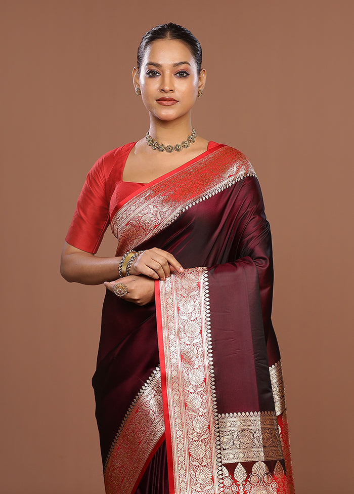 Purple Banarasi Silk Saree With Blouse Piece